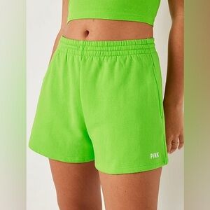 NWT PINK Victoria's Secret Green Fleece Shorts